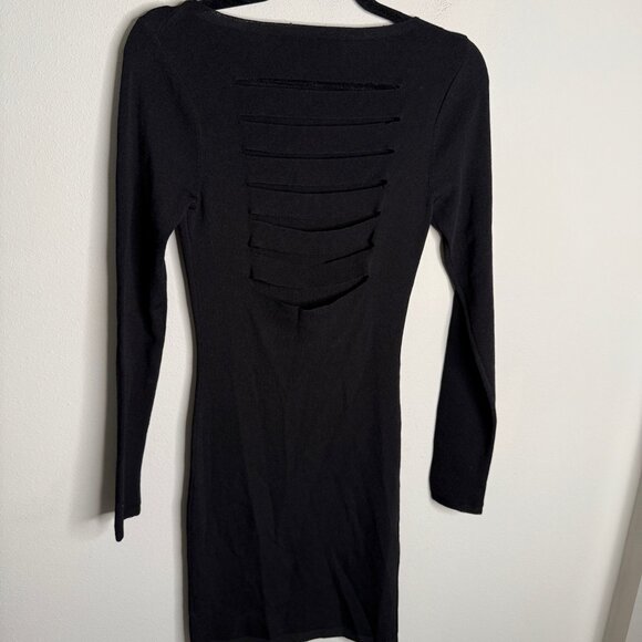 Skull Cashmere Women's Small Black Dress Ribbed Bodycon Cutout Back Long‎ Sleeve - Picture 3 of 7